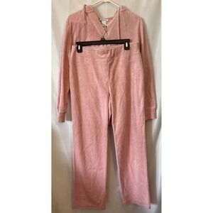 D&D Lifestyle Women's Matching Jacket & Pant Set Pink Velour Size‎ MP